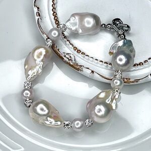 Handmade Freshwater Classic Flameball Crystal Double Clasp Bracelet